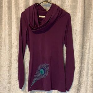 Purple Cowl Neck women tunic size sm